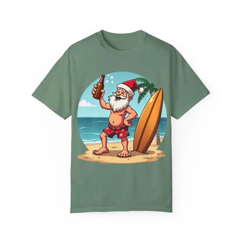 Santa Drinking Beer Surf Tropical Unisex T Shirt Fun Wear - Ocean State Styles