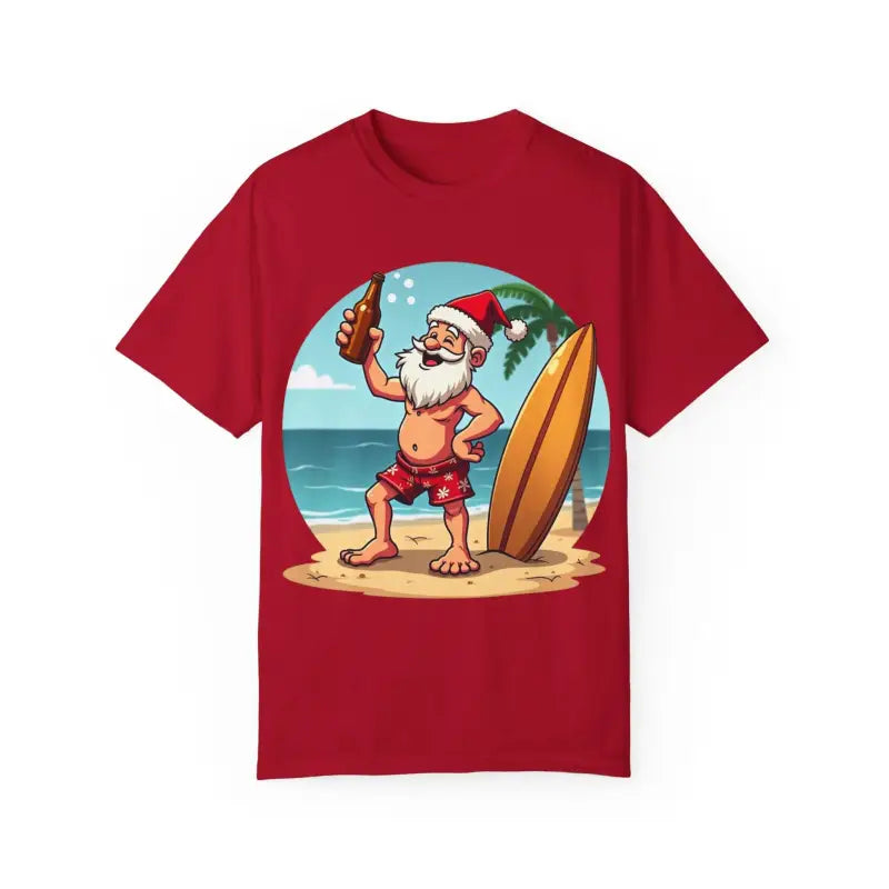 Santa Drinking Beer Surf Tropical Unisex T Shirt Fun Wear - Ocean State Styles