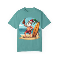 Santa Drinking Beer Surf Tropical Unisex T Shirt Fun Wear - Ocean State Styles