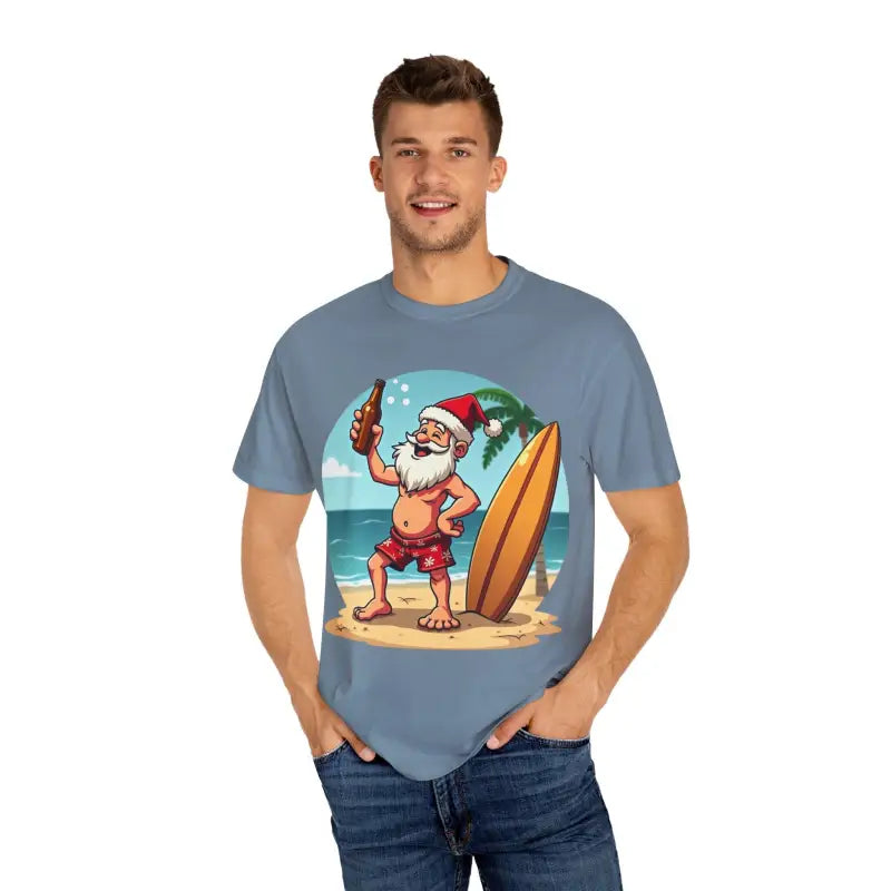 Santa Drinking Beer Surf Tropical Unisex T Shirt Fun Wear - Ocean State Styles