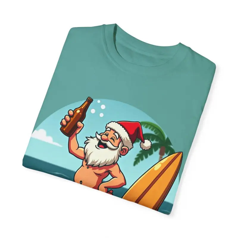 Santa Drinking Beer Surf Tropical Unisex T Shirt Fun Wear - Ocean State Styles