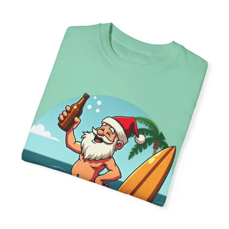 Santa Drinking Beer Surf Tropical Unisex T Shirt Fun Wear - Ocean State Styles