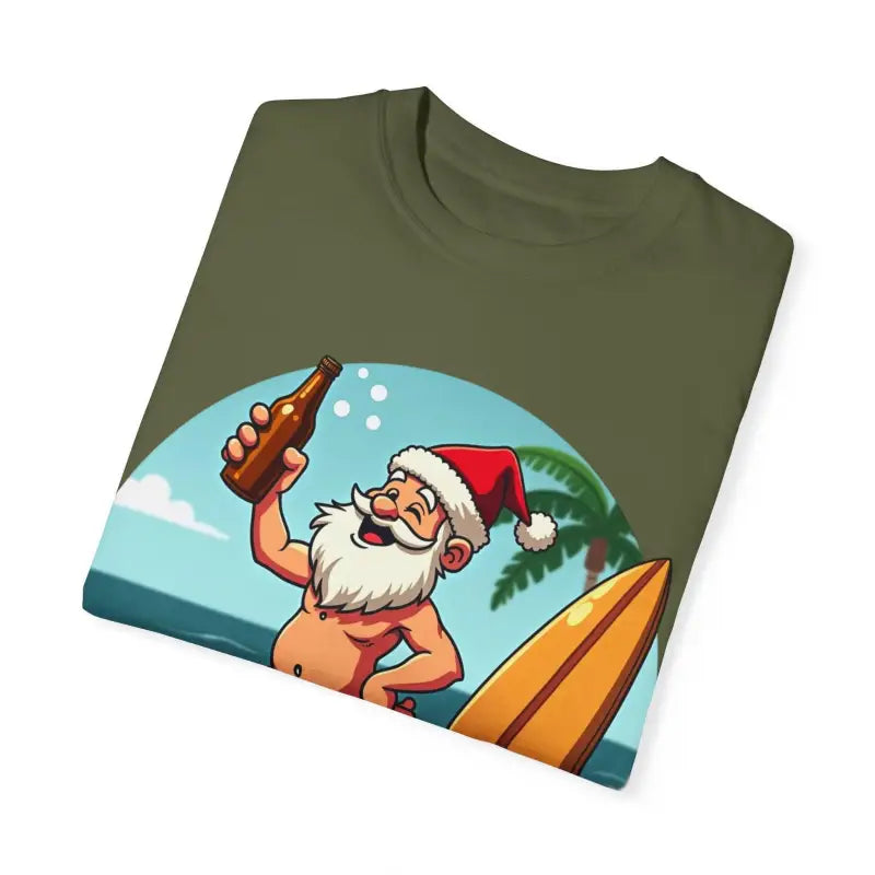 Santa Drinking Beer Surf Tropical Unisex T Shirt Fun Wear - Ocean State Styles
