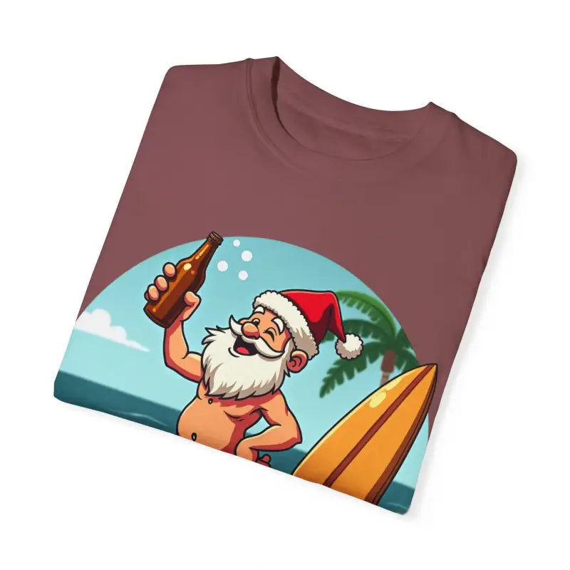 Santa Drinking Beer Surf Tropical Unisex T Shirt Fun Wear - Ocean State Styles