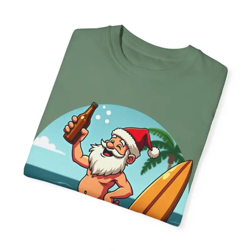 Santa Drinking Beer Surf Tropical Unisex T Shirt Fun Wear - Ocean State Styles