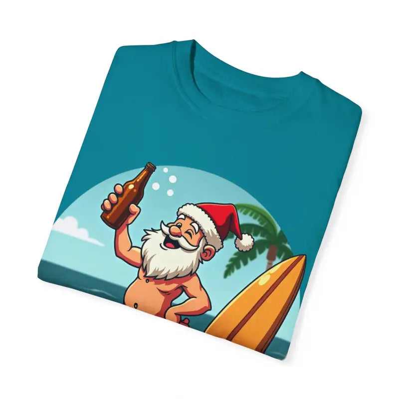 Santa Drinking Beer Surf Tropical Unisex T Shirt Fun Wear - Ocean State Styles