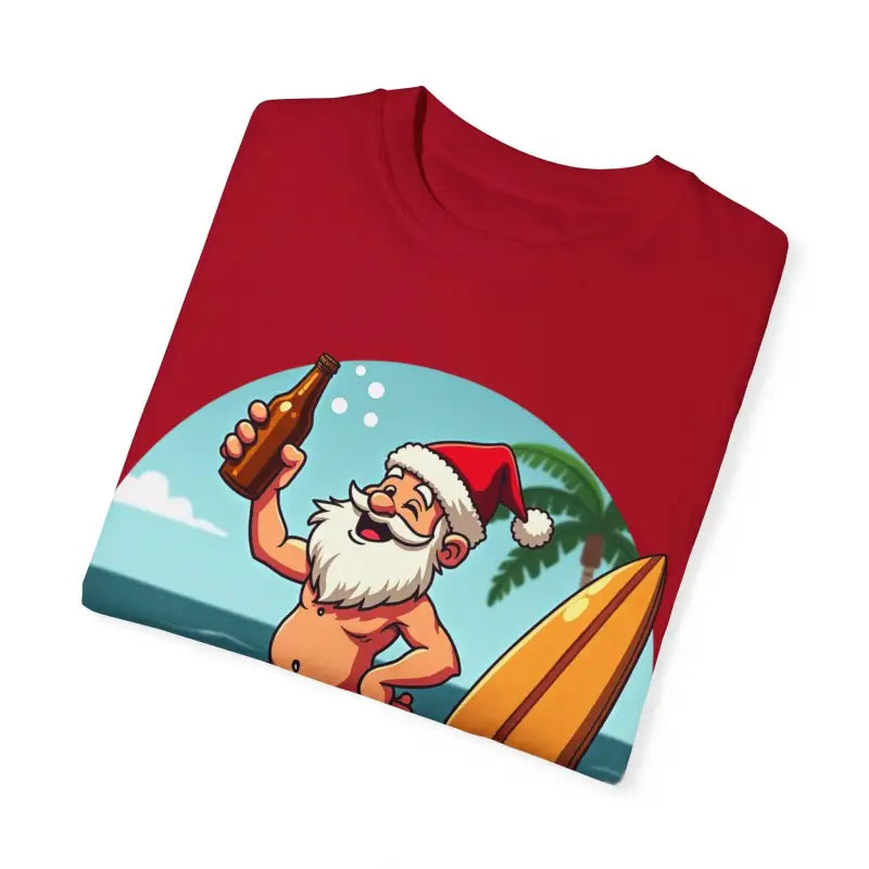 Santa Drinking Beer Surf Tropical Unisex T Shirt Fun Wear - Ocean State Styles