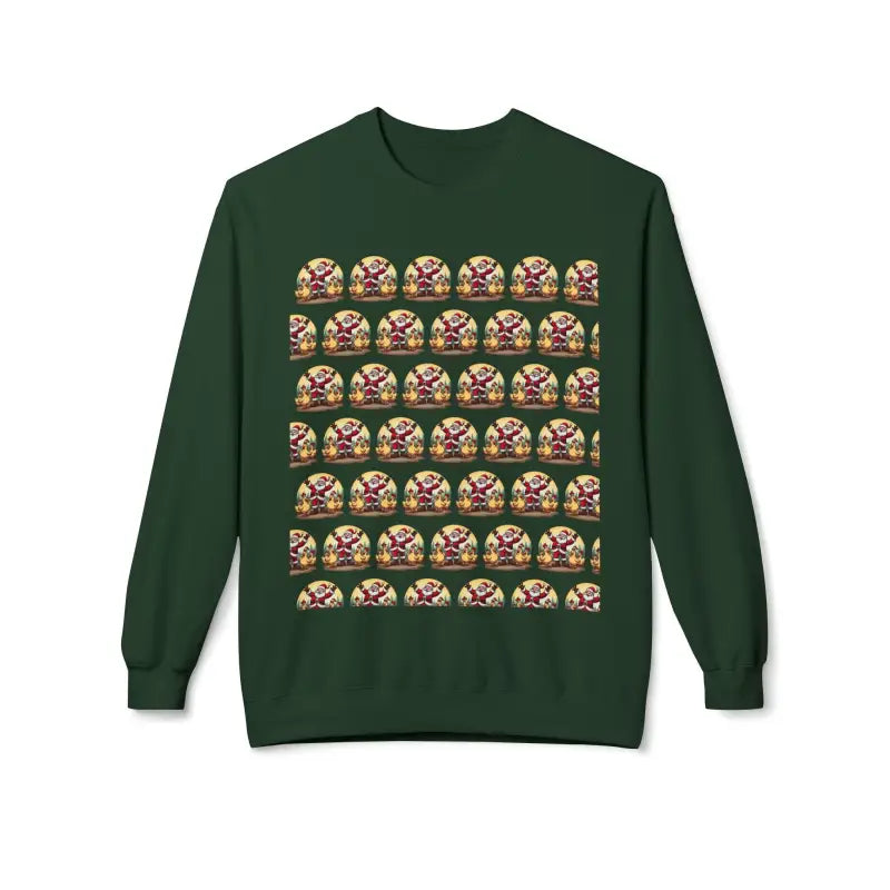 Santa With His Chicks Fleece Crewneck Sweatshirt - Ocean State Styles