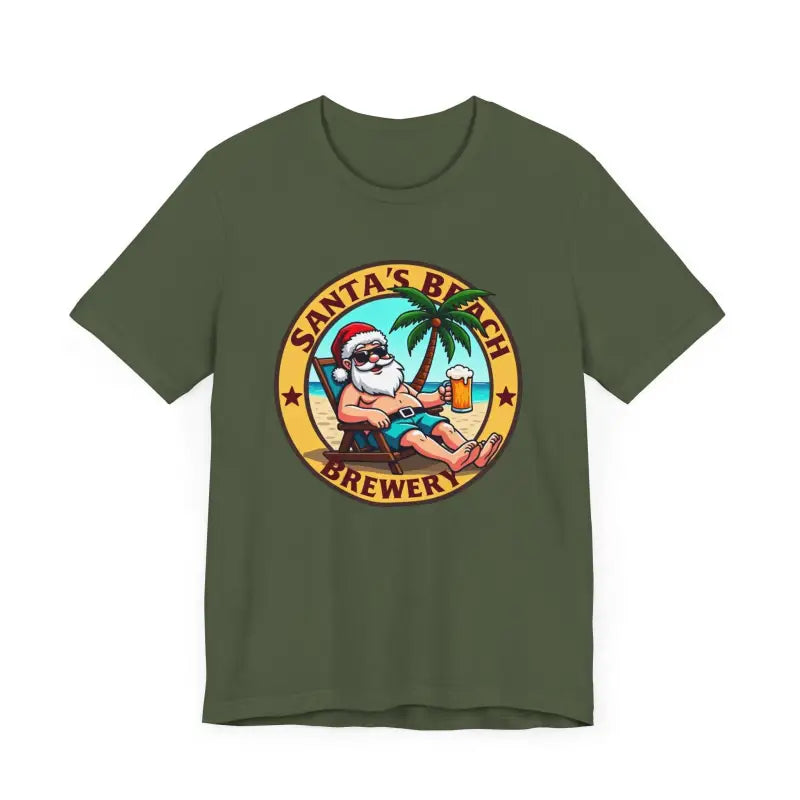 Santa's Beach Brewery T Shirt Festive Comfort Tee for All - Ocean State Styles