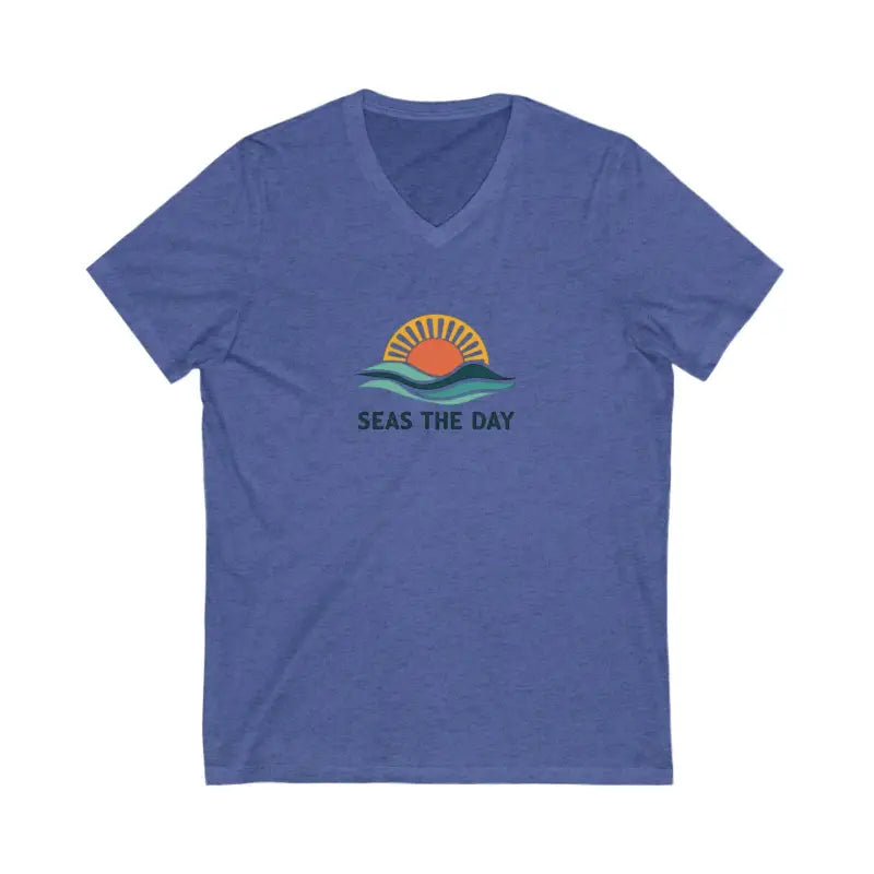 Seas The Day V Neck T Shirt for Beach and Casual Wear - Ocean State Styles