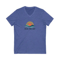 Seas The Day V Neck T Shirt for Beach and Casual Wear - Ocean State Styles