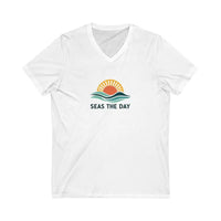 Seas The Day V Neck T Shirt for Beach and Casual Wear - Ocean State Styles