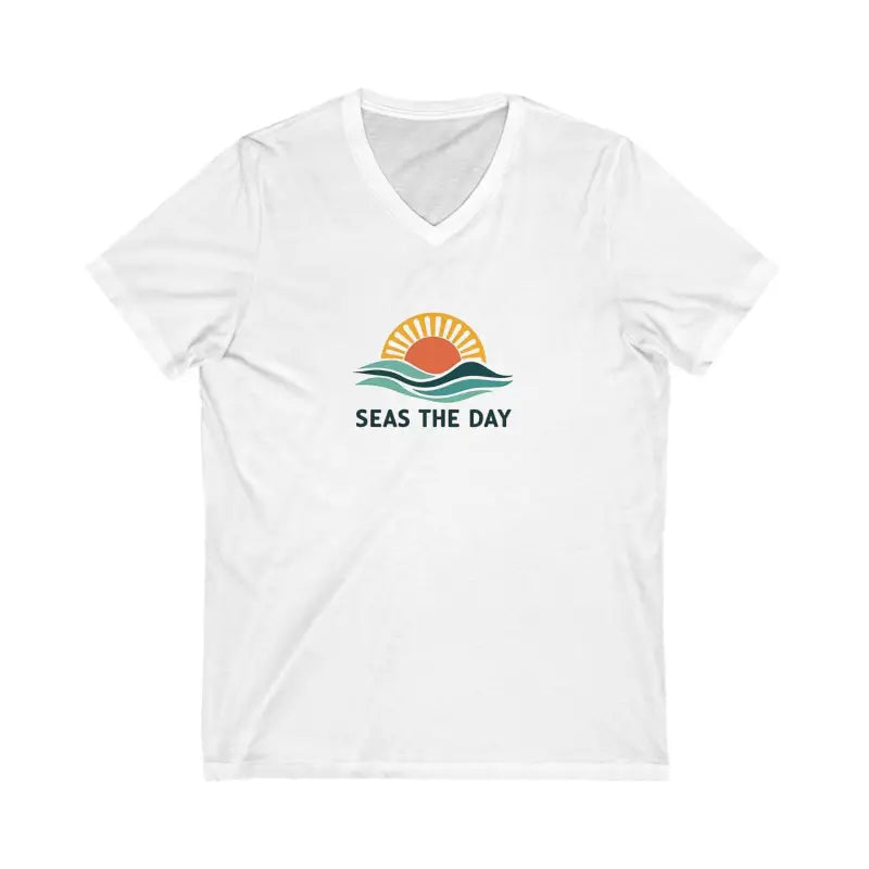 Seas The Day V Neck T Shirt for Beach and Casual Wear - Ocean State Styles