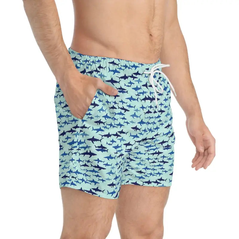 Shark Pattern Swim Trunks for Summer Fun - Ocean State Styles