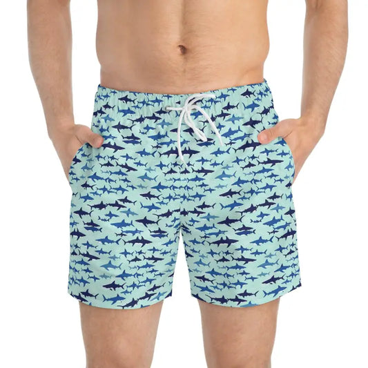 Shark Pattern Swim Trunks for Summer Fun - Ocean State Styles