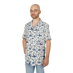 Shark Patterned Short Sleeved Button Down Shirt - Ocean State Styles