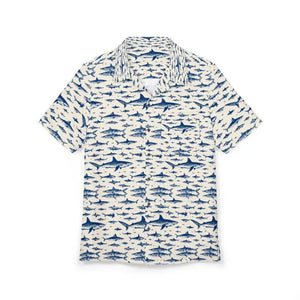 Shark Patterned Short Sleeved Button Down Shirt - Ocean State Styles