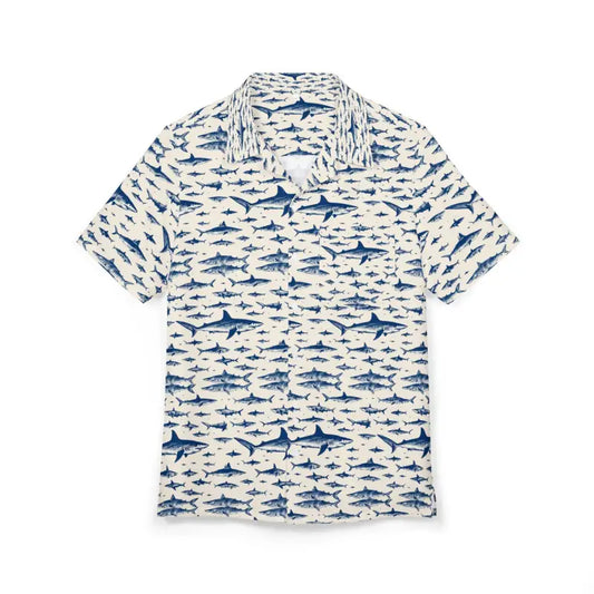 Shark Patterned Short Sleeved Button Down Shirt - Ocean State Styles