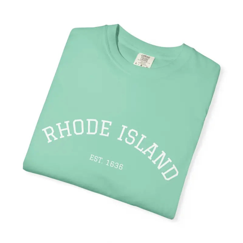 Folded mint green short sleeve crew neck T-shirt from the Salmon Terracotta White and Teal collection