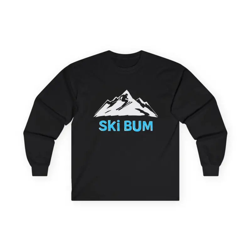 Black long-sleeved shirt with Ski Bum graphic in the Ski Bum Long Sleeve Shirt Collection