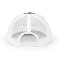 White Snapback Trucker Cap with Mesh Design and Adjustable Strap