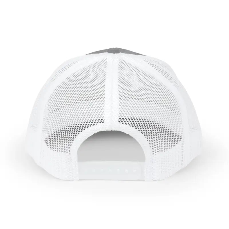 White Snapback Trucker Cap with Mesh Design and Adjustable Strap