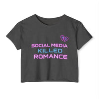 Social Media Killed Romance Mauve Crop Top for Festivals - Ocean State Styles