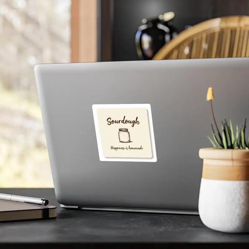 Square sticker featuring sourdough design from Sourdough Happiness Is Homemade Decor Collection