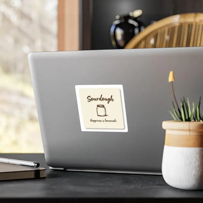 Square sticker featuring sourdough design from Sourdough Happiness Is Homemade Decor Collection