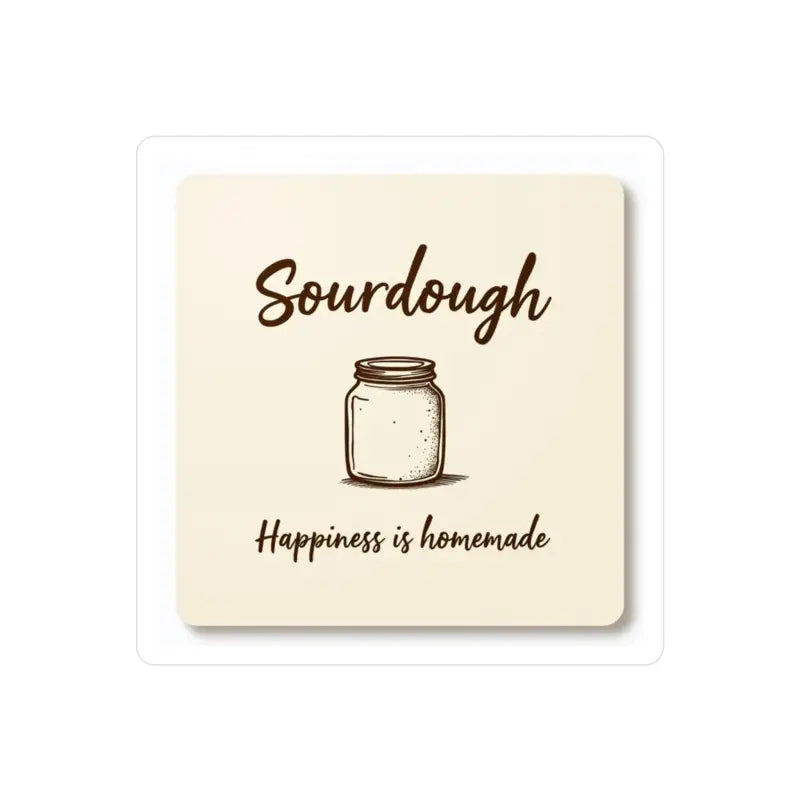 Square sourdough-themed coaster featuring a happiness is homemade design for baking lovers