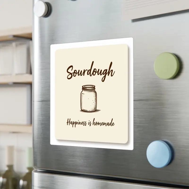 Sourdough-themed refrigerator magnet for baking lovers in Square Sourdough Happiness Is Homemade Decal