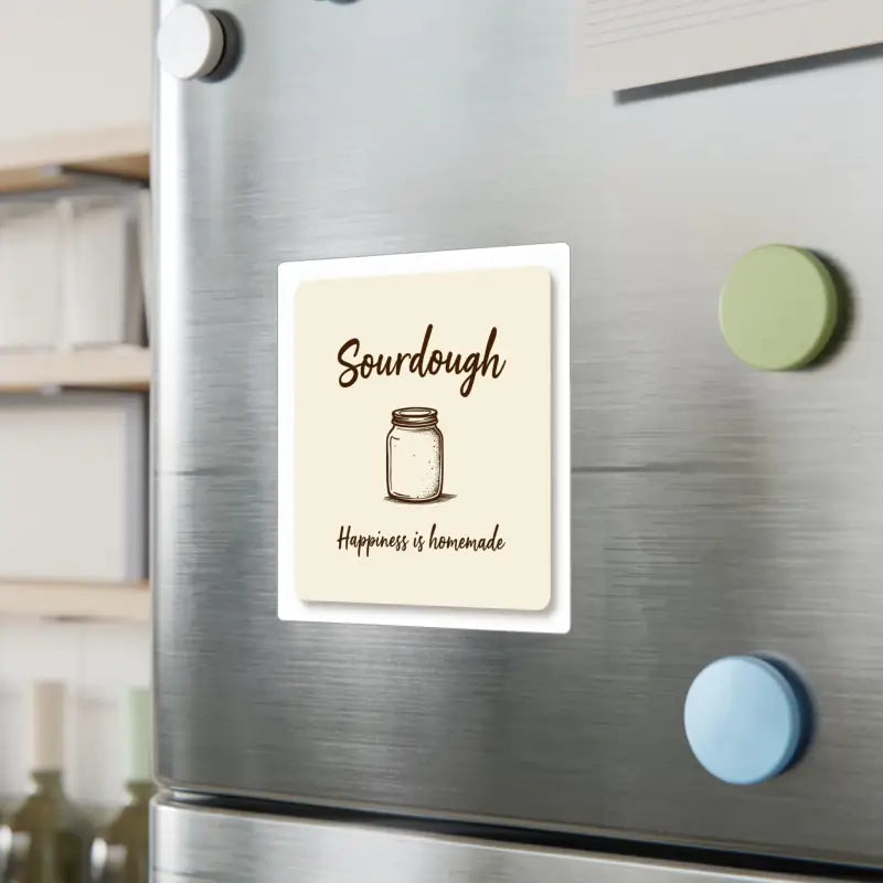 Sourdough-themed refrigerator magnet for Square Sourdough Happiness Is Homemade decal