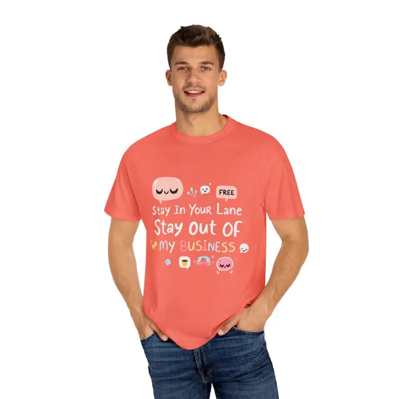 Stay Out Of My Business Unisex Garment Dyed T Shirt With Cartoon Graphics - Ocean State Styles