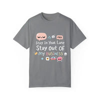 Stay Out Of My Business Unisex Garment Dyed T Shirt With Cartoon Graphics - Ocean State Styles