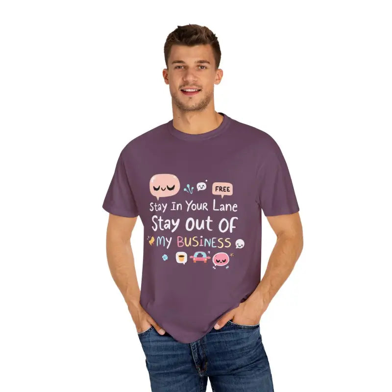 Stay Out Of My Business Unisex Garment Dyed T Shirt With Cartoon Graphics - Ocean State Styles