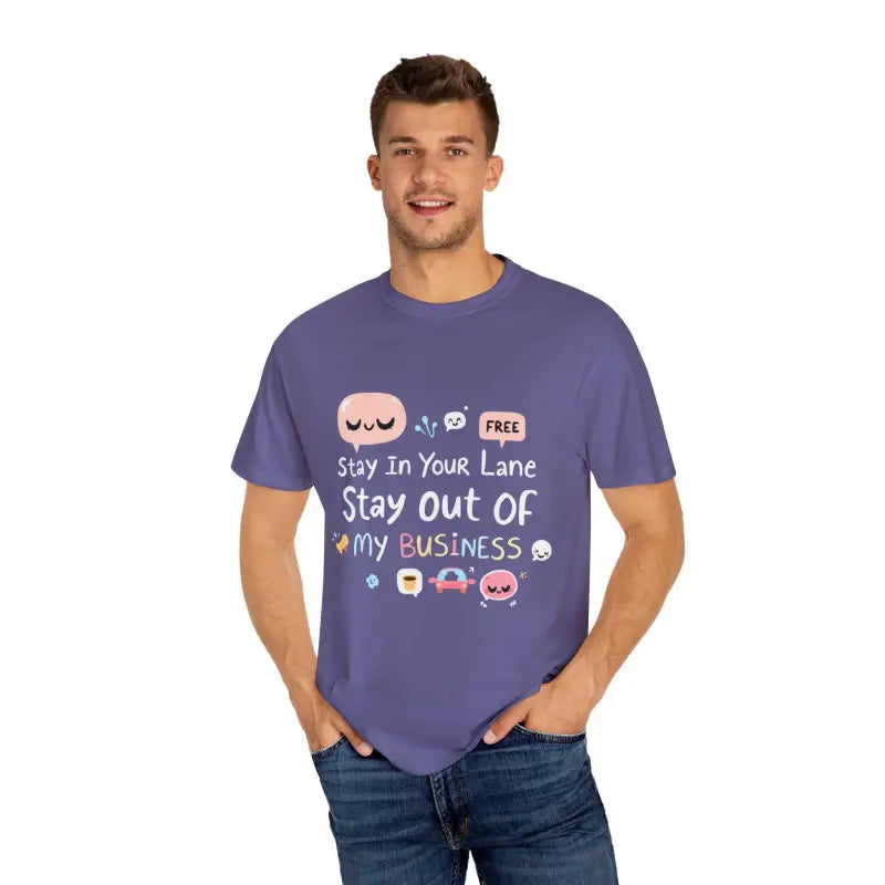 Stay Out Of My Business Unisex Garment Dyed T Shirt With Cartoon Graphics - Ocean State Styles