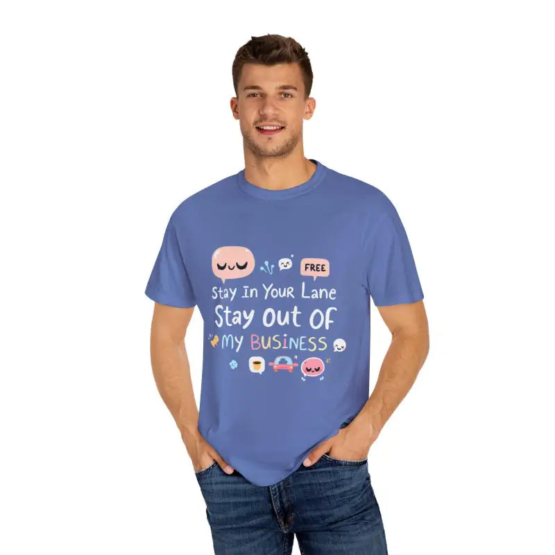 Stay Out Of My Business Unisex Garment Dyed T Shirt With Cartoon Graphics - Ocean State Styles