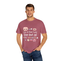 Stay Out Of My Business Unisex Garment Dyed T Shirt With Cartoon Graphics - Ocean State Styles