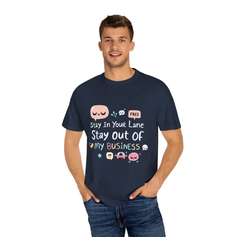 Stay Out Of My Business Unisex Garment Dyed T Shirt With Cartoon Graphics - Ocean State Styles