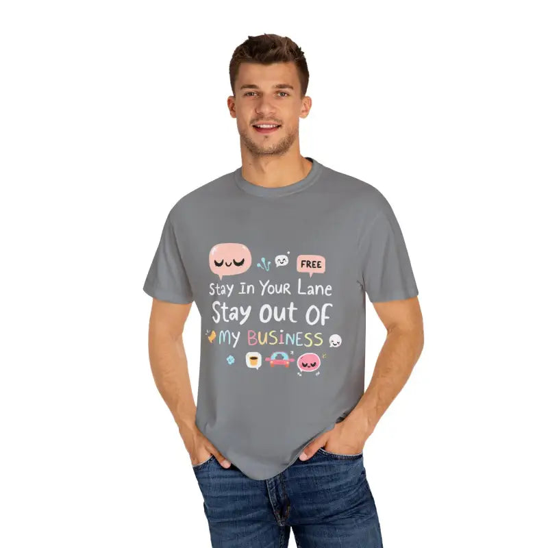 Stay Out Of My Business Unisex Garment Dyed T Shirt With Cartoon Graphics - Ocean State Styles