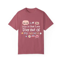 Stay Out Of My Business Unisex Garment Dyed T Shirt With Cartoon Graphics - Ocean State Styles