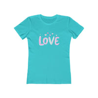Stylish Love Tee for Women in Pink Turquoise Beige - Ocean State Styles