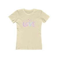 Stylish Love Tee for Women in Pink Turquoise Beige - Ocean State Styles