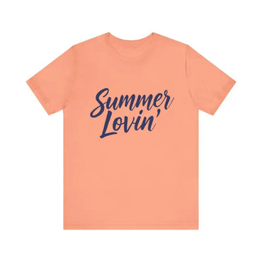 Peach-colored Summer Lovin Unisex Jersey Tee in Beige Peach Aqua, ideal for summer wear