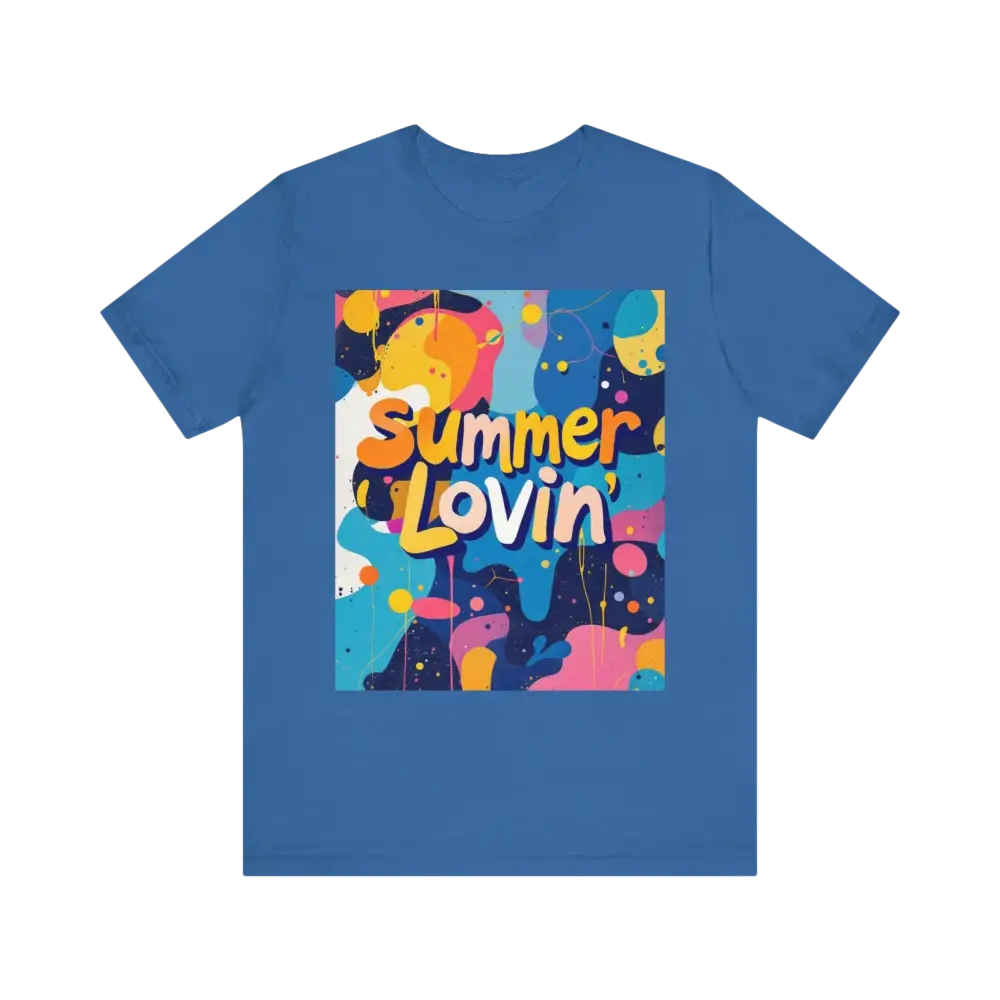 Blue Summer Lovin Unisex T-Shirt featuring a vibrant, colorful design