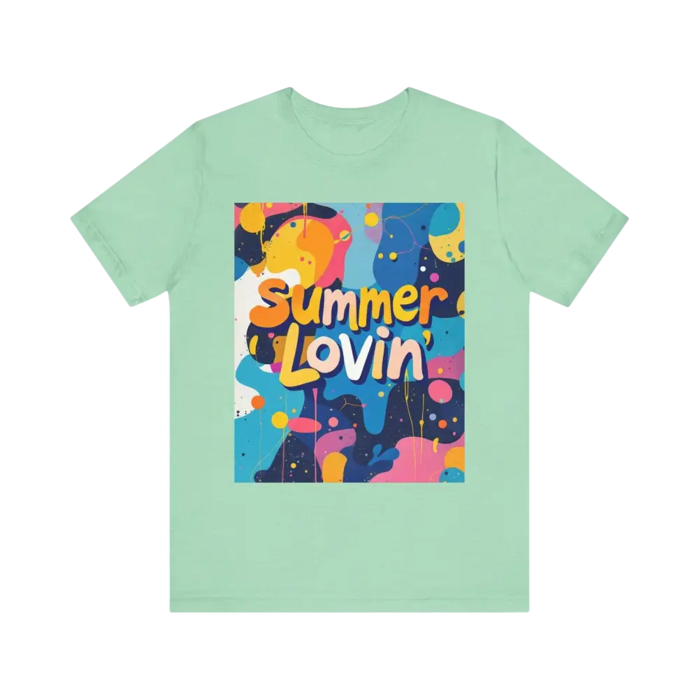 Mint-green Summer Lovin Unisex T-Shirt featuring vibrant graphic design