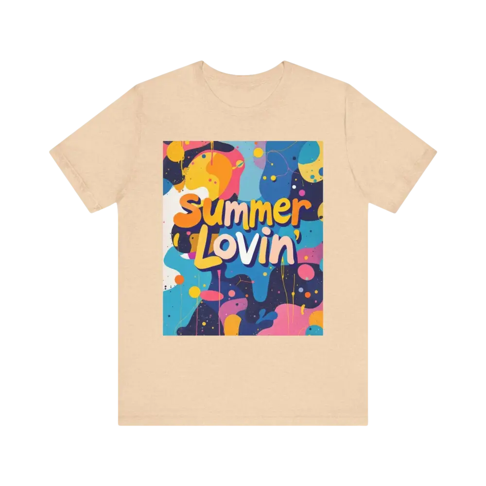 Beige Summer Lovin graphic t-shirt from the Summer Lovin Unisex T-Shirt Collection