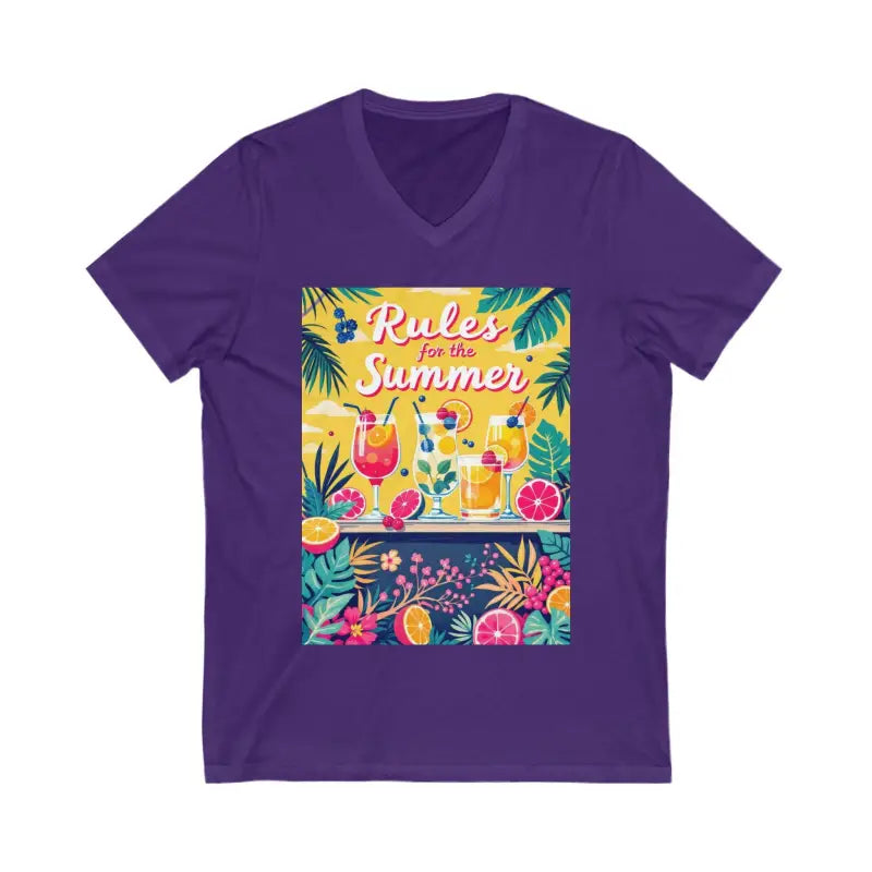 Purple V-neck t-shirt from the Summer Vibes Unisex V Neck Tee collection