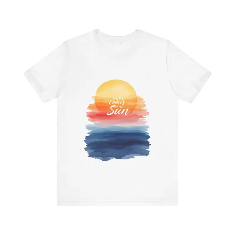 White T shirt with sunset graphic from Sun and Sunset Graphic T Shirts collection
