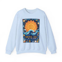 Sun And Wave Graphic Sweatshirts In Gray White And Navy Blue - Ocean State Styles
